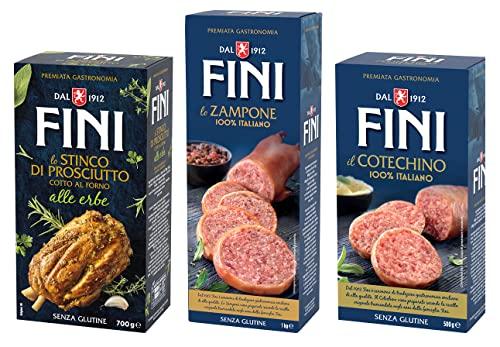 Fini Tris con Zampone 1kg, Cotechino 500g e Stinco Prosciutto 700g 100% Italiano e Senza Glutine [3 Confezioni]