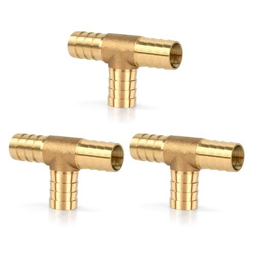Raccordo Portagomma in Ottone, Raccordi per Tubi Diritti, 6 pezzi 16 mm (0,62 in), Raccordos per Tubo Flessibile con Ugello a 3 Vie per Gas Acqua Carburante Diesel Olio