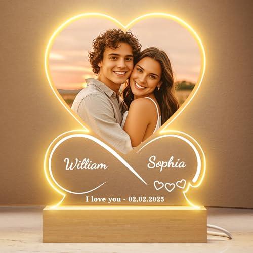 Cornice Cuore Infinito Personalizzata con Foto e Nomi – Idea Regalo Coppia – Regalo San Valentino per Donna e Uomo – Regalo Personalizzato per Lui e Lei, Anniversario o Compleanno
