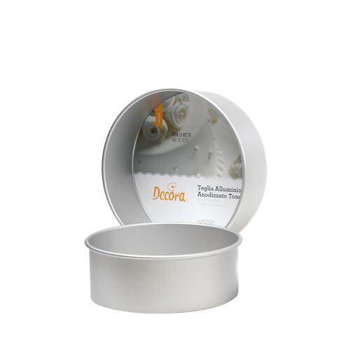 Decora, 0062613 Teglia Professionale Tonda Ø 25 x 10 h cm, In Alluminio Anodizzato, Senza Punti di Saldatura, Design Professionale