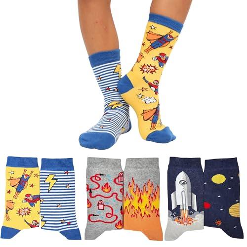 LEON D'ORO Calzini Bambino Caldo Cotone 3/6 Paia Calze Bimbo Fantasia Calze Bambino invernali Made in Italy (IT, Numero, 29, 34, ASS-SPAIATI 3 paia)