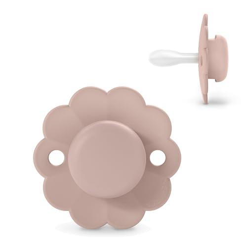 Suavinex, Ciuccio per Neonati 6/18 Mesi, Ciuccio Rotondo con Tettarella in Silicone SX Pro, Tettarella Simmetrica, Piatta e Flessibile, Rispetta lo Sviluppo del palato, Wonder, Rosa Antico