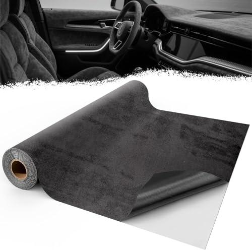 Mbsomnus Tessuto in Microfibra Autoadesivo 200x40 cm Tessuto Adesiva per Auto Grigio Scuro Pellicola vellutata per Interni Dell'abitacolo Elasticizzato per Cruscotto Interni Auto Mobili Cassetto