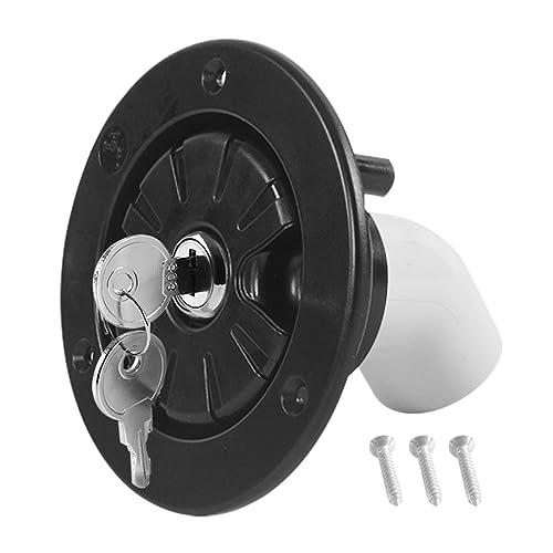 JNNJ Tappo Serbatoio Acqua Camper, Ingresso Acqua per Camper E Rimorchi, Tappo Di Chiusura per Camper Con Chiavi, Tappo Di Riempimento Dell'acqua Con Blocco a Gravità, Per Roulotte, Barche(Nero)