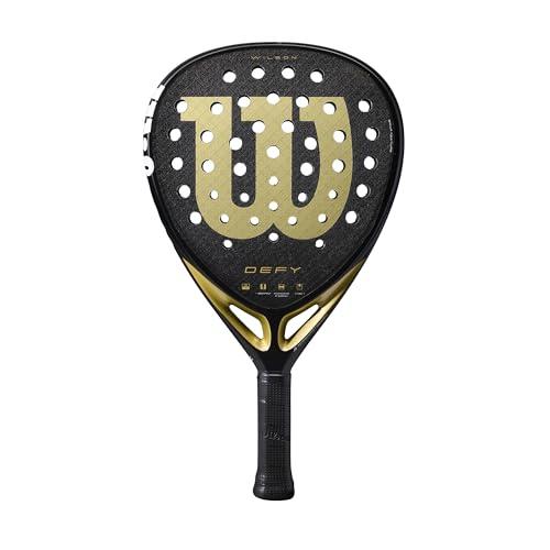 Wilson Racchetta da Padel Defy LS V1, Offre Un Effetto Dinamico e una Sensazione Confortevole, Telaio Leggero e Design Aerodinamico Per una Potenza Esplosiva, Colore: Nero/Oro, Misura: 2