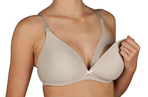 SELENE Alba Reggiseno per Allattamento in Microfibra Senza Ferretto e con Coppe Imbottite con Fodera in Cotone (6C, Tierra)