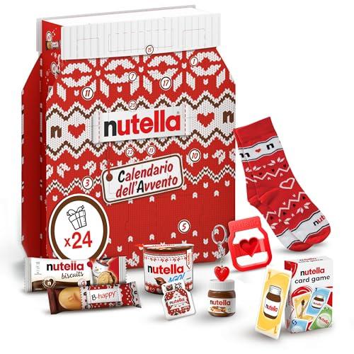 Nutella - Calendario Avvento 2024, 24 Deliziose Sorprese Nutella con Snack e Gadget, Idea Regalo Natale, Confezione da 528 Grammi