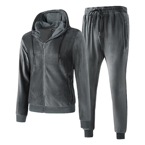 TONY BACKER Tuta Uomo In Pile Sportiva Con Chiusura Zip Completo Tuta In Casa (IT, Testo, L, Regular, Regular, GRIGIO-73)