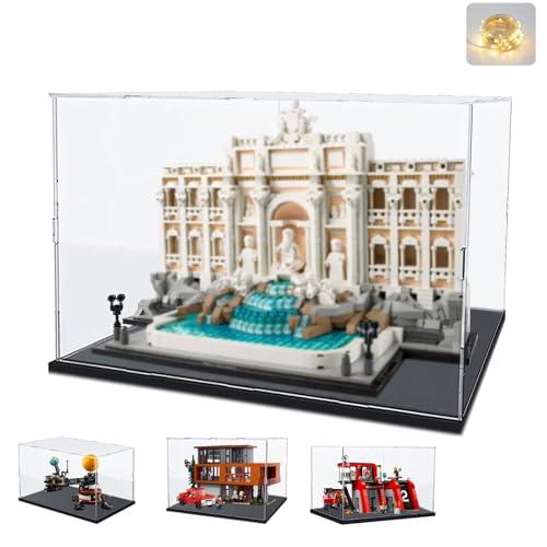 Addensato Teca Plexiglass Acrilico Vetrina Espositiva per Lego 21062 Fontana di Trevi per 42179 21354 60414 Collezionismo, Vetrinetta Trasparente Scatola con Led, Interno Nero 40x20x30cm