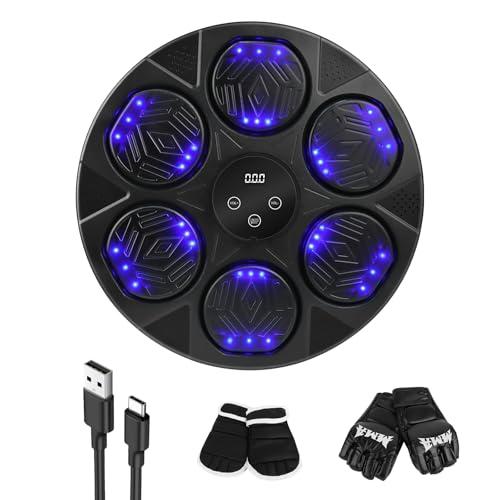 Music Boxing Machine, macchina elettronica a LED, con guantoni da boxe, obiettivo da boxe, supporto Bluetooth, montaggio a parete, regolazione della velocità per adulti
