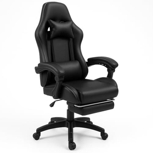 BAKAJI Sedia Gaming Poltrona da Ufficio Direzionale Ruote Girevole Sportiva Racer Direzionale Office Racing Presidenziale Casa Studio Sedia Da Scrivania Altezza Regolabile (Nero)
