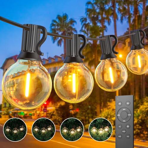 Toipwen Catena Luminosa Esterno Dimmerabile, Luci da esterno giardino 45.7M con Telecomando, 75+2 lampadine, IP45 Impermeabile, 2700K Bianco Caldo, Adatto per Patio, Balcone, Campeggio, Feste
