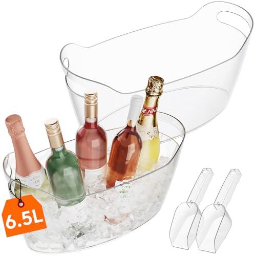 Lifewit Secchiello Ghiaccio Grande 6.5L, Porta Ghiaccio Portatile con Cucchiaio, Cestello Ghiaccio per Bottiglie in Plastica per Vino, Cocktail, Bevande, Birra, 38 ×18×20 cm/15x7x8