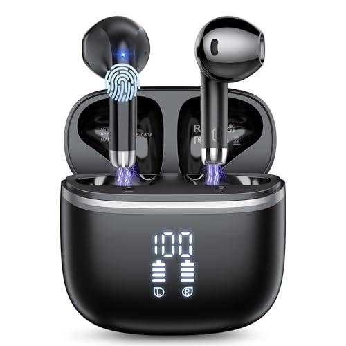 HOIFA Cuffie Bluetooth, Auricolari Bluetooth 5.4 Cuffie Wireless In Ear con microfono stereo ENC HD, cuffie wireless bluetooth 50H, Cuffiette Wireless IP7 Impermeabile con Display LED, Black