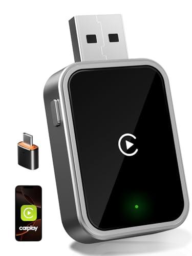 Mini Adattatore Wireless per CarPlay – Upgrade 2025, Adattatore USB/Type-C senza fili, Connessione Veloce e Stabile senza Ritardi, Compatibile con iOS 12+ (Only CarPlay)