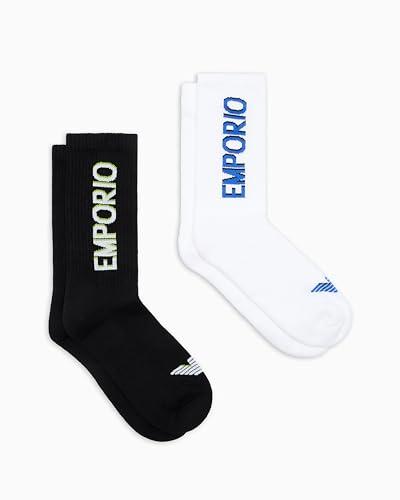 Emporio Armani 2-Pack Socks Short Calzini, Nero/Bianco, Taglia Unica Uomo