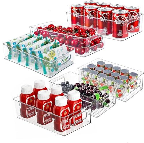 Mkitnvy Organizer Frigorifero, Set di 6 Contenitori Impilabili per Frigo, Organizer Frigorifero Trasparenti Salvaspazio, per Cucina, congelatore, dispensa, armadi, Senza BPA