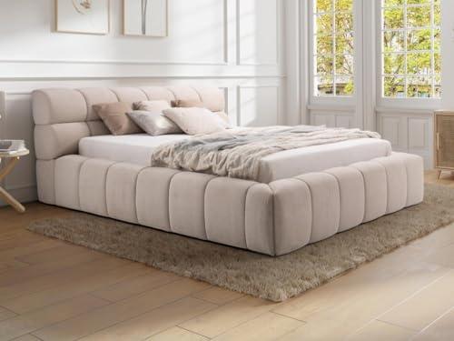 PASCAL MORABITO-Letto con contenitore 200 x 200 cm Tessuto Beige - FORVIK
