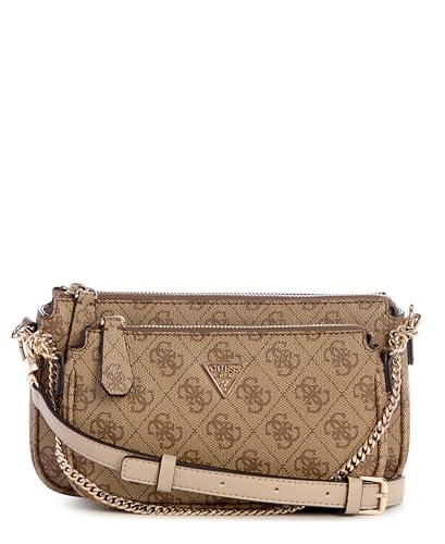 GUESS Noelle II Double Pouch Crossbody, Borsa a Tracolla Donna, Logo Latte, Taglia Unica