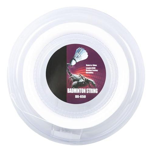 equlup Corda per Racchetta da Badminton, Diametro della Corda da 0,72 mm/0,028 Pollici, Lunghezza della Corda da 200 m/656,2 Piedi, Linee di Ricambio per Racchetta, Filo ad Alta (Bianco)