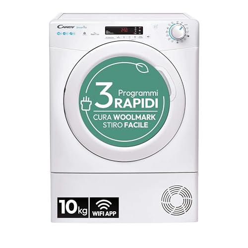 Candy Smart Pro CSOE H10A2DE-S Asciugatrice 10 Kg, Pompa di Calore, Libera Installazione, Controllo Remoto Avanzato, Connessa Wi-Fi, Classe A++, Bianca, 59,6x58,5x85