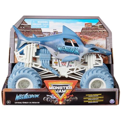 MONSTER JAM, Megalodon Monster Truck, veicolo pressofuso da collezione, scala 1:24, giocattoli per bambini e bambine dai 3 anni in su