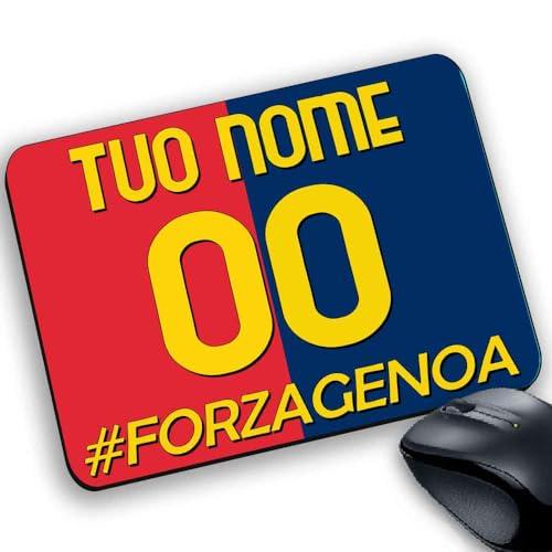 Tappetino per il mouse pad Gadget personalizzabile con nome e numero compatibile per tifoso Rossoblu Stile maglia #forza adatto a Genoa Serie genova nel cuore (Stile Maglia #forzagenoa)