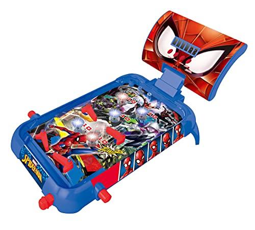 Lexibook, Spider-Man, Flipper elettronico da Tavolo, Gioco d'azione e di riflessi per Bambini e Famiglie, Schermo LCD, Effetti Luminosi e sonori, Blu/Rosso, JG610SP