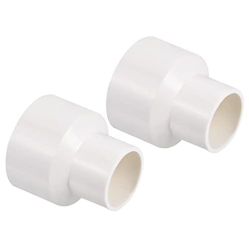 PATIKIL PVC Riduttore Tubo Raccordo 50x32mm, 3pz Dritto Giunto Adattatore Connettore, Bianco