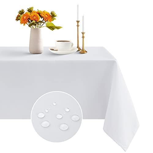 Romanstile Tovaglia Natalizia antimacchia 240x140 bianca Rettangolare Tovaglie Copri Tavolo Elegante per Occasioni Natale Feste Giardino Esterno Compleanno Capodanno Idrorepellente 8-10 Posti