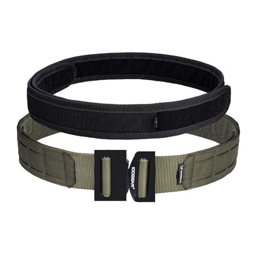 IDOGEAR 2'' Cintura Tattica Militare Molle con 1,75'' Cintura Interna Set Cintura Fibbia Metallica Heavy Duty Taglio Laser a Sgancio Rapido Hook-And-Loop (Medium for Waist 86-96 cm, Ranger Green)
