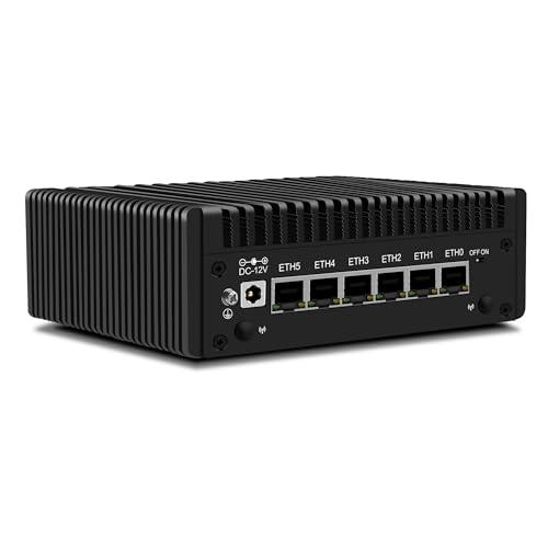 CWWK Mini PC N150 (Upgraded N100) Firewall Appliance, OPNsense Mini Computer with 6 Port i226-V 2.5GbE LAN, F5 Fanless Micro PC DDR5 8GB RAM 128GB NVMe SSD, USB Type-C, 3-Display