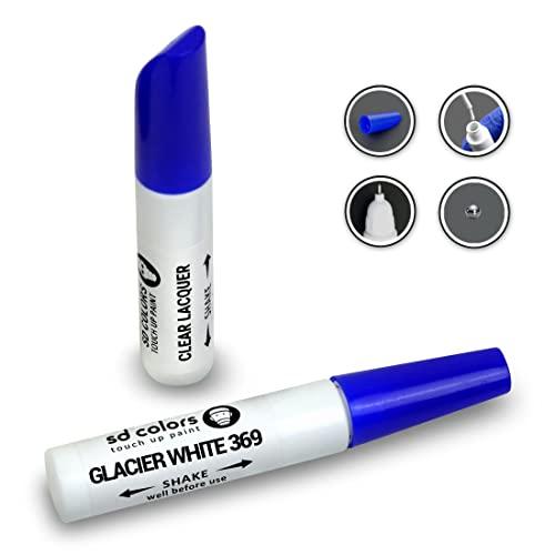 SD COLORS 12 ml Vernice Ritocco con Pennello e Vernice Trasparente - Glacier White (369) - Compatibile con Renault - Riparazione di Graffi, Scheggiature e Verniciatura