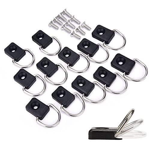 Wanfoou 12 PCS Canoa per Barche Anello D con Kit Viti, D Ring Subacquea Kit di Fissaggio ad Anello per Ponte di Sicurezza D Ring per Barca,Canoa, Rimorchio