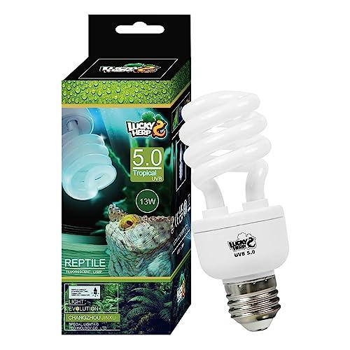 LUCKY HERP UVB terrario, lampada rettile UVA e UVB 150 E27 13 W UVB 5.0, adatta per tartarughe, polli, cani, gabbiani e altri anfibi e rettili