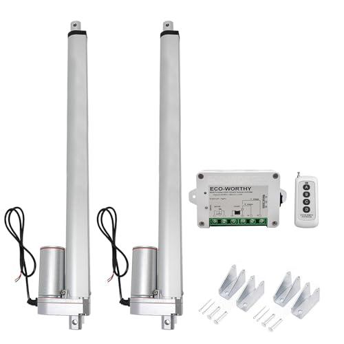 Dchouse - Attuatore lineare a corsa da 40,6 cm, 12 V, 12 V, DC, 400 mm, kit telecomando senza fili con staffe di montaggio del motore lineare