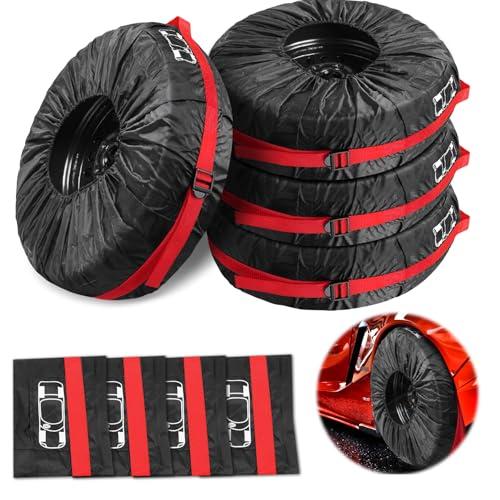 ROTKUSZ Set di 4 Borse per Pneumatici Auto, 18-22 Pollici Copriruota di Scorta Impermeabile Antipolvere Copertura della Ruota di Scorta, Borse Porta Gomme con Tracolla, (Diametro 80 cm/31 in)