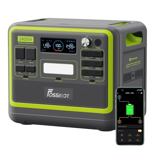 FOSSiBOT F2400 Centrale Elettrica Portatile e Generatore Solare, Batteria di Backup LiFePO4 da 2048 Wh, Uscita CA 2400W (Picco 4800W), CC, USB,Power station adatta per Camper e Viaggi All'aperto