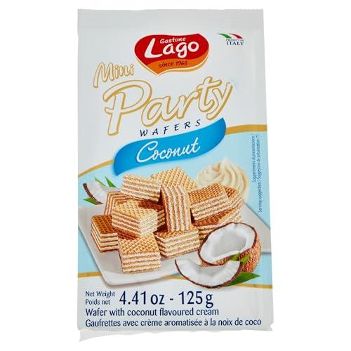 Lago 1968, Mini Party Cocco 125g, Mini Wafer con Vellutata Crema Cocco 74% con 5 Strati Friabili di Wafer