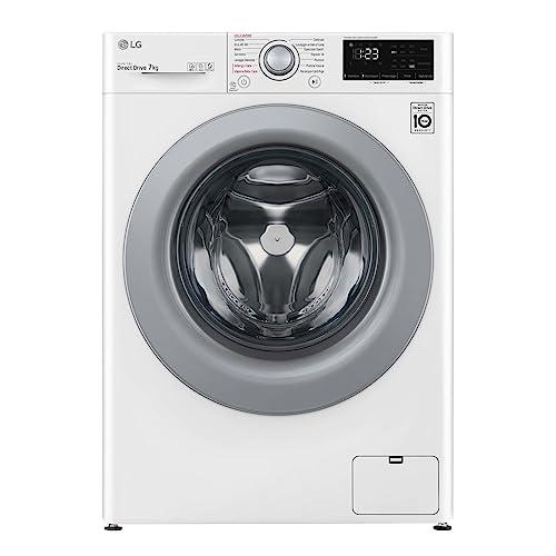 LG AI DD F2WV3S7S4E Lavatrice Slim a Carica Frontale 7 kg, 1200 giri/min, Serie V3, Lavaggio a Vapore, Motore Inverter Direct Drive, Smart Diagnosis, Libera Installazione, Bianca