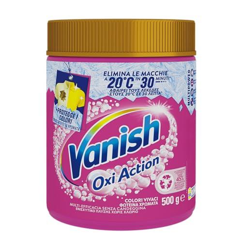 Vanish Oxi Action Multipower Polvere Rosa, Smacchiatore per Capi Colorati, 1 Confezione da 500 g di Smacchiatore per Bucato, Additivo Lavatrice Multiazione senza Candeggina
