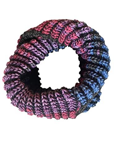CG - Talento Fiorentino, scaldacollo tubolare lavorato a maglia, invernale, sciarpa ad anello intrecciato con materiale stampato, unisex, fatto in Toscana, Made in Italy (Fuxia)