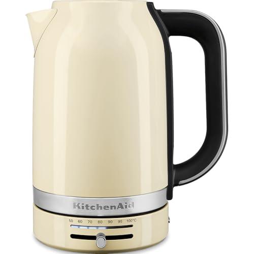 KitchenAid Bollitore Elettrico con Temperature Regolabile - 5KEK1701EAC - Bollitore Acqua de 1,7L en Acciaio Inox - Design Retro - Con Filtro Antocalcare Rimovible - 2400W - Colore Crema