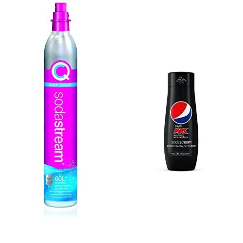 SodaStream Cilindro Co2 Addizionale CQC con attacco rapido, bombola Co2 per gasatori Sodastream TERRA DUO & Concentrato per la preparazione di bevande dissetanti gassate Pepsi Max440ml fino a 9 litri