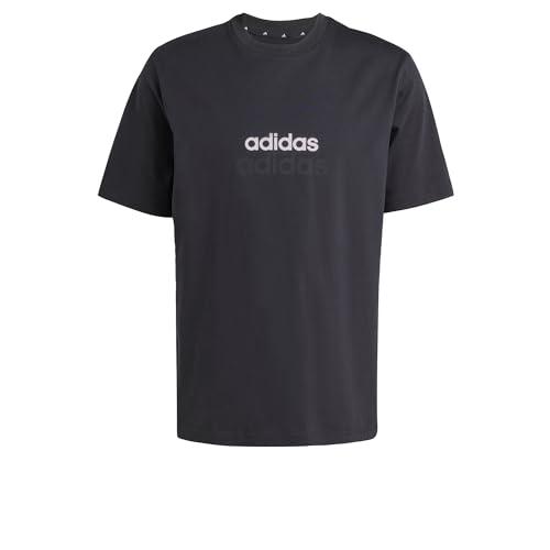 adidas Uomo Essentials Linear Single Jersey Tee, Black/White, S