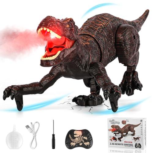 Dinosauro Giocattolo, Dinosauro Telecomandato con Spruzzare Ruggendo Camminare Giochi Bambini 6 7 8 9 10 11 12 Anni Gioco Educativi Regalo Compleanno Natale Bimbi Ragazzi Animali Drago Ricaricabile