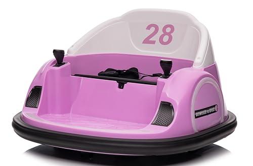Autoscontro Elettrico 12V per Bambini Giostrina Bumper Car girevole 360 con Telecomando Cintura di Sicurezza Luci a Led Rosa