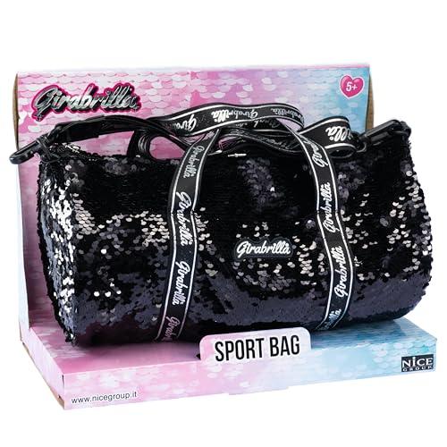 Girabrilla Sport Bag Black, Borsa Sportiva Nera con Paillettes Reversibili