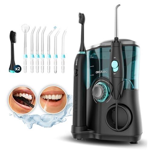 Cecotec Centro di Cura Orale ToothCare Jet Clean. 18 W, Irrigatore con capacità di 600 ml, 10 livelli di pressione, 7 testine e Spazzolino Elettrico con 5 modalità.