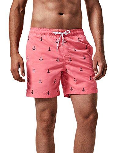 MaaMgic Pantaloncini da Bagno da Uomo Asciugatura Veloce Costume da Bagno per Surf sulla Spiaggia Multi-funzioni Allenamento casa con Fodera in Mesh, Ancora Rosa, M